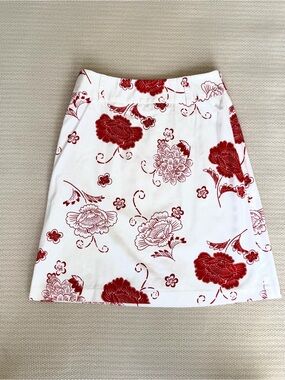 Cotton Boho Red and White Floral Above The Knee Skirt